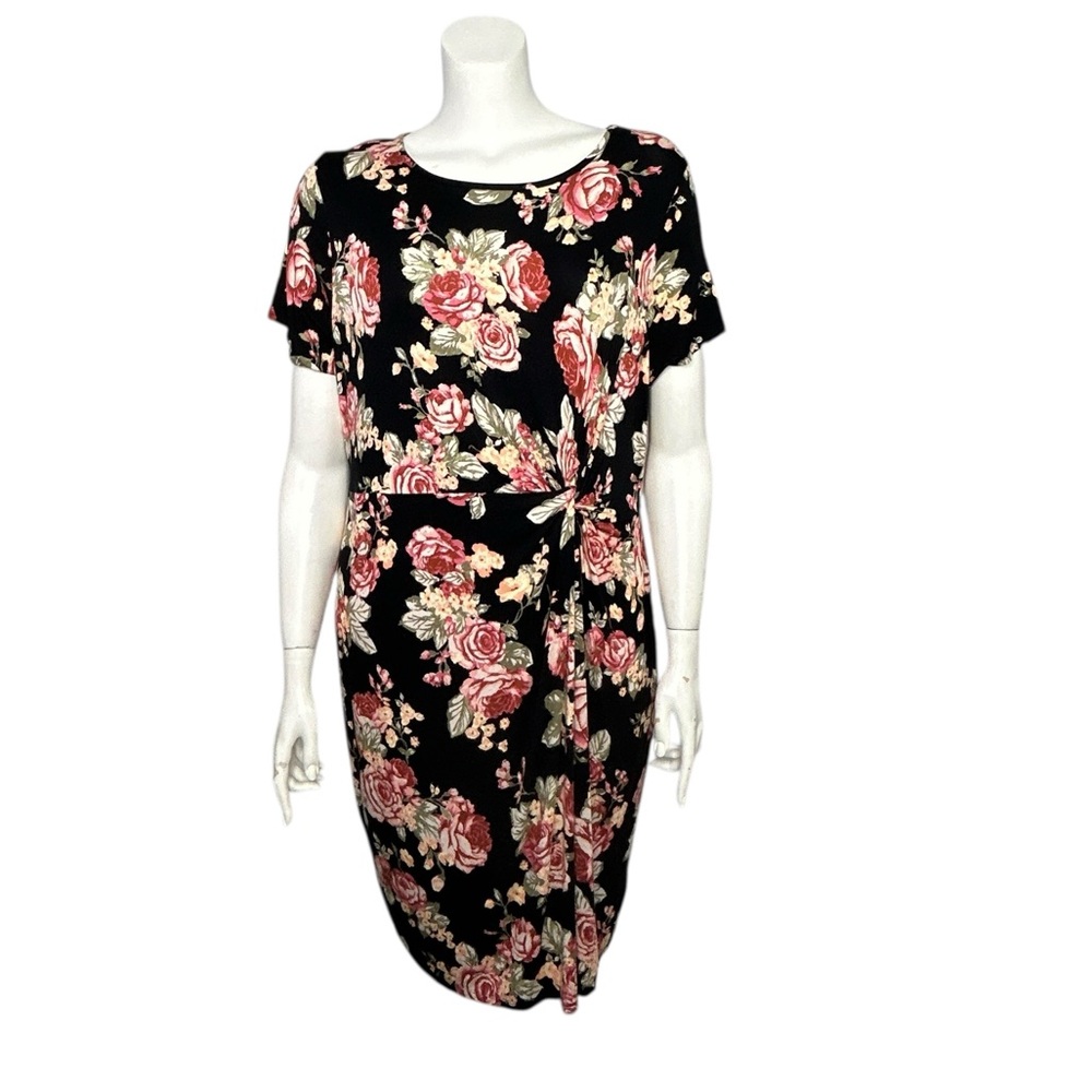 Maurices 24/7 Floral Dress Front Knot Size 1X Pink Black Kentucky
Derby